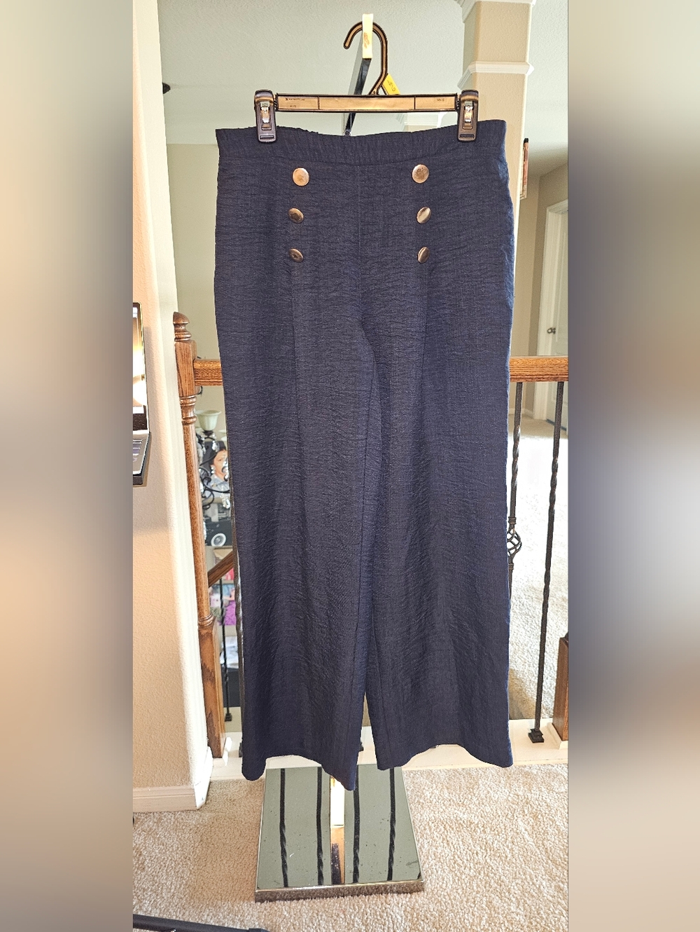 Wren New York Navy High-Waist Wide-Leg Sailor Pants